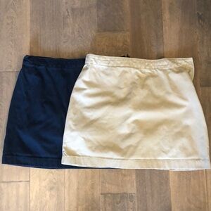 Lands' End Blue Tan girl’s uniform Skorts size 14+